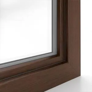 sample of decorative aluplast foil in dark oak colour